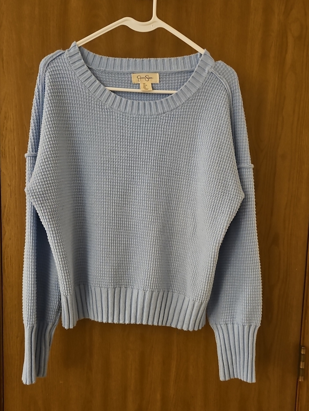 Jessica Simpson Powder Blue Waffle Knit Crewneck Sweater